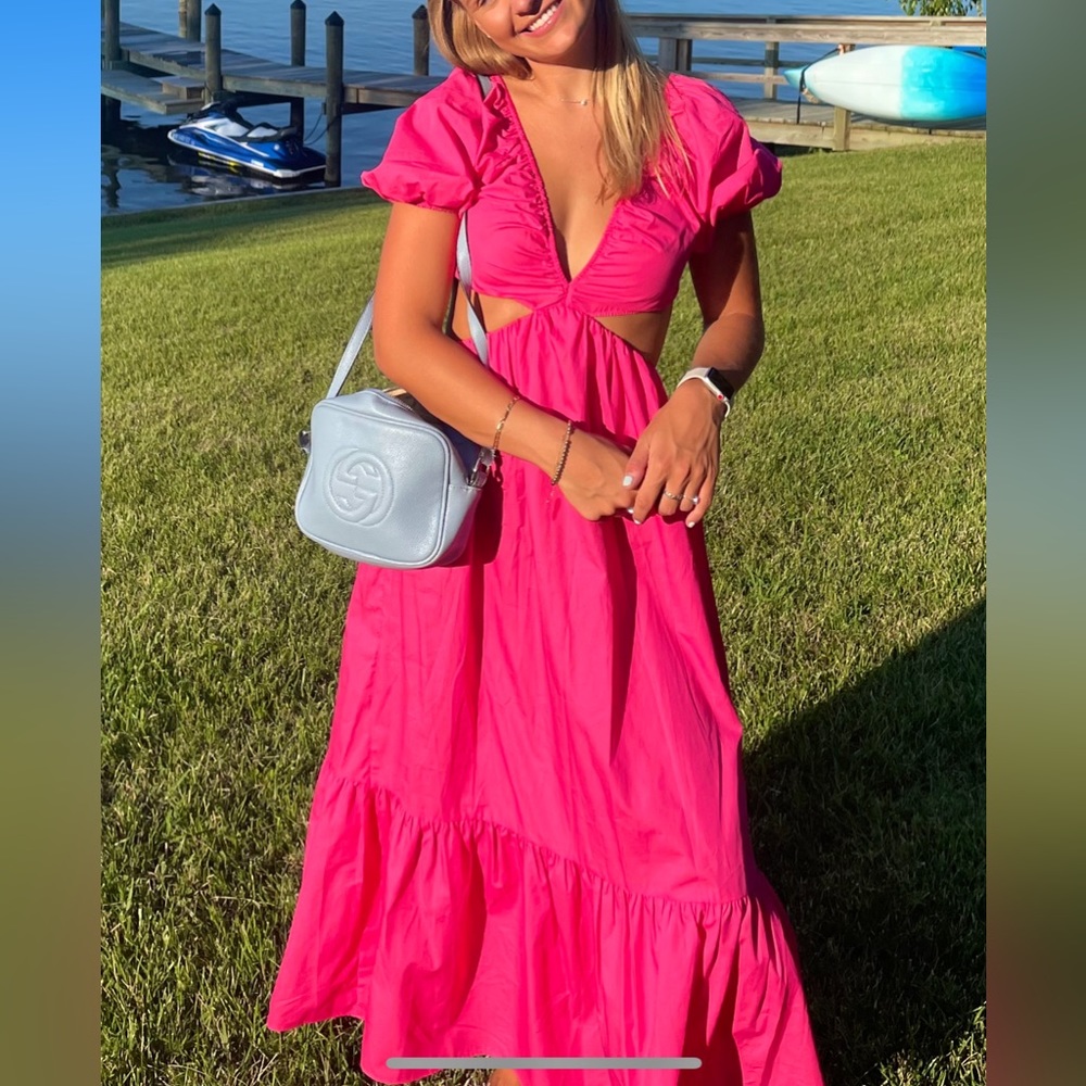 Pink maxi dress perfect for birthdays, dinners, etc